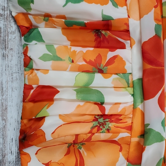 David's Bridal | Gypsy Boho Prairiecore Fairycore White Floral Formal Tea Dress - Picture 3 of 8